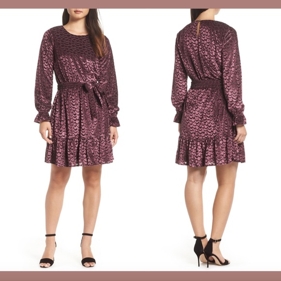 NEW MICHAEL Michael Kors Velvet Tie‎ Waist Dress - Picture 1 of 8